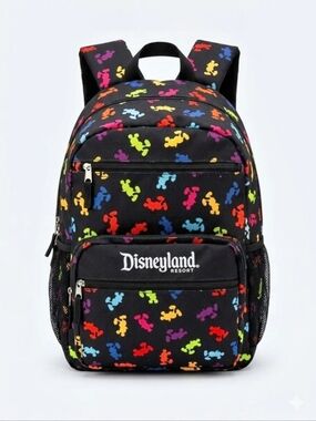 Disney Parks Disneyland Resort Mickey Mouse Neon Heads All Over Print Backpack